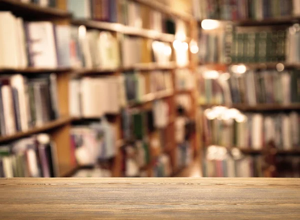 Mesa Madera Vacía Biblioteca Espacio Para Diseño — Foto de Stock