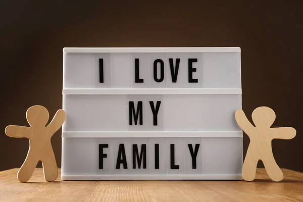 Figure Legno Lightbox Con Frase Love Family Sul Tavolo — Foto Stock