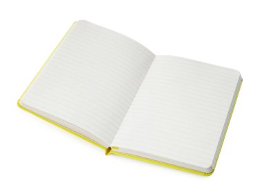 Boş sayfaları beyaz üzerine izole edilmiş açık bir defter