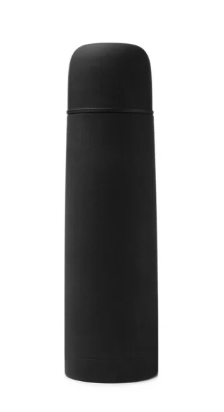 Thermos Noir Moderne Isolé Sur Blanc Equipements Touristiques — Photo