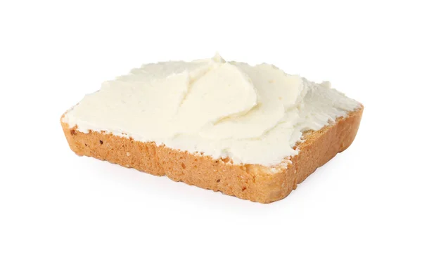 Νόστιμο Σάντουιτς Τυρί Κρέμα Απομονώνονται Λευκό — Φωτογραφία Αρχείου