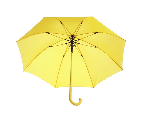 Stílusos Nyitott Sárga Esernyő Elszigetelt Fehér — Stock Fotó