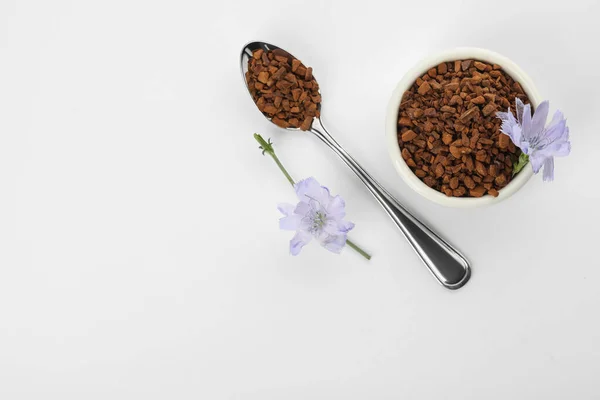 Gránulos Achicoria Flores Sobre Fondo Blanco Vista Superior — Foto de Stock