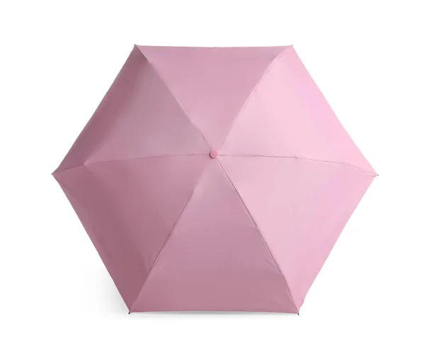 Parapluie Rose Ouvert Élégant Isolé Sur Blanc — Photo