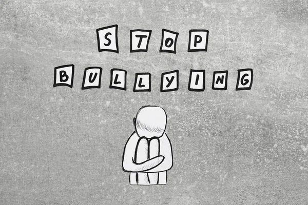 Figura Papel Infantil Texto Stop Bullying Superficie Piedra Clara Plano — Foto de Stock