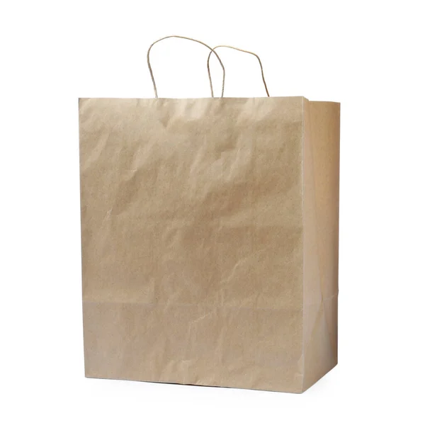 Sac Papier Kraft Isolé Sur Blanc — Photo