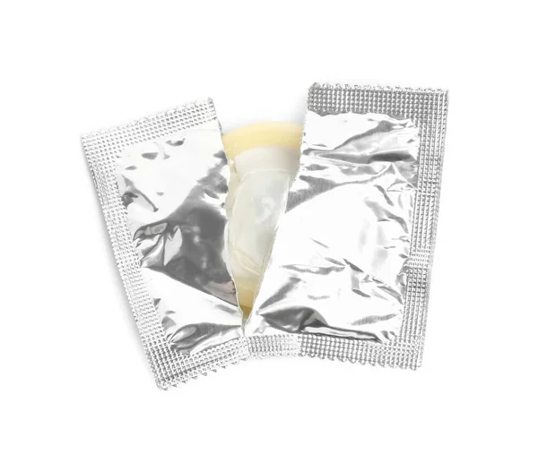 Vridkondompaket Isolerat Vit Ovanifrån Säkert Sex — Stockfoto