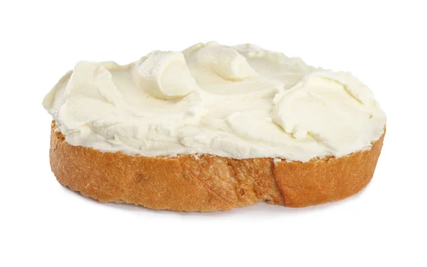 Geroosterd Brood Met Roomkaas Geïsoleerd Wit — Stockfoto