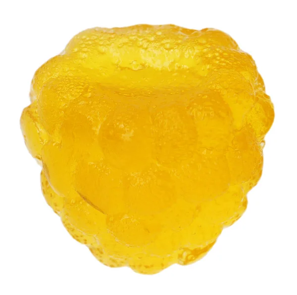 Heerlijke Gummy Gele Framboos Snoep Geïsoleerd Wit — Stockfoto