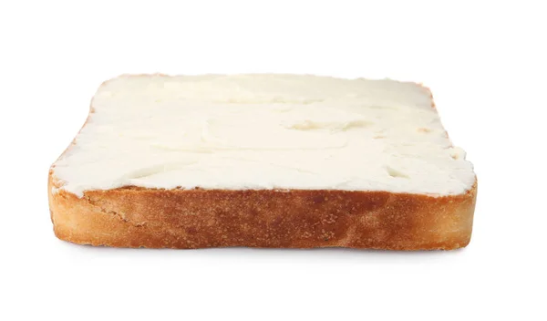 Νόστιμο Σάντουιτς Τυρί Κρέμα Απομονώνονται Λευκό — Φωτογραφία Αρχείου