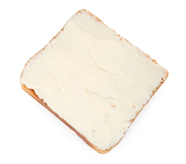 Krem Peynirli Leziz Sandviç Beyaza Izole Edilmiş Üst Manzara — Stok fotoğraf
