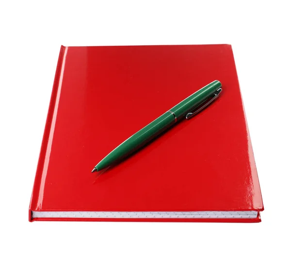 New Red Planner Pen Isolated White — Stock Photo, Image