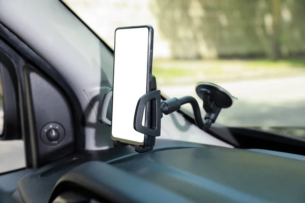 Car Holder Modern Mobile Phone Windshield Automobile Mockup Design — Stock Photo, Image