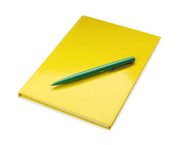 New Yellow Planner Pen Isolated White — Stock Photo, Image