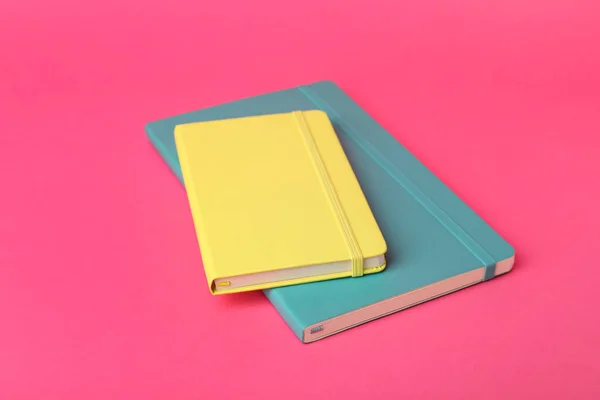 New Stylish Colorful Planners Pink Background — Stock Photo, Image