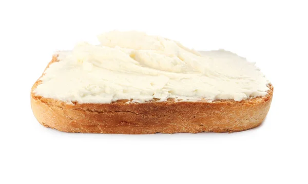 Heerlijke Sandwich Met Roomkaas Geïsoleerd Wit — Stockfoto