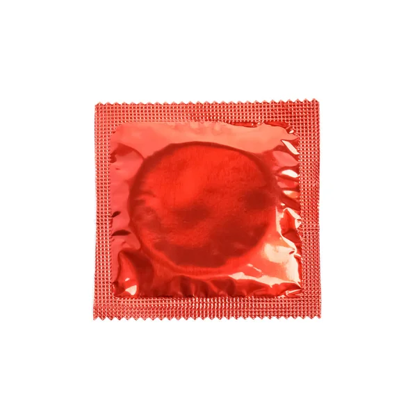 トップビューに隔離されたコンドームパッケージ 安全なセックス — ストック写真