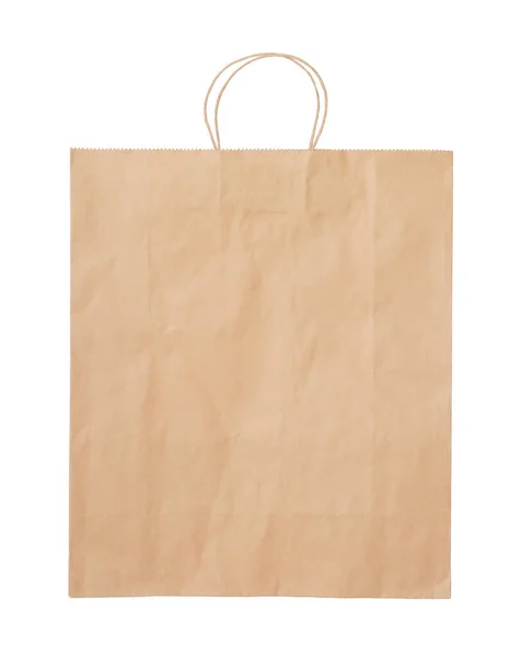 白に隔離されたクラフトショッピングペーパーバッグ — ストック写真