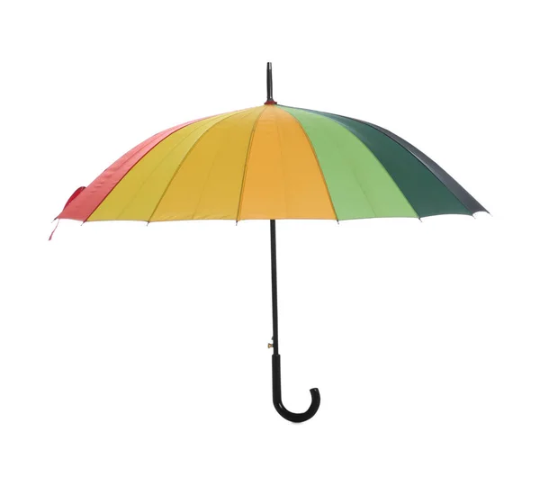 Jeden Otevřený Barevný Deštník Izolovaný Bílém — Stock fotografie