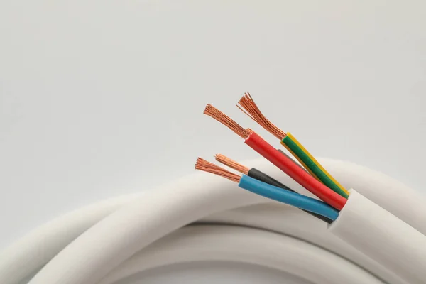 Electrical Wires White Background Closeup View — Stock Photo, Image