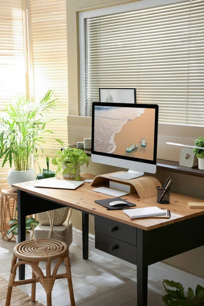 Light Room Interior Comfortable Workplace Window — Stock Photo, Image