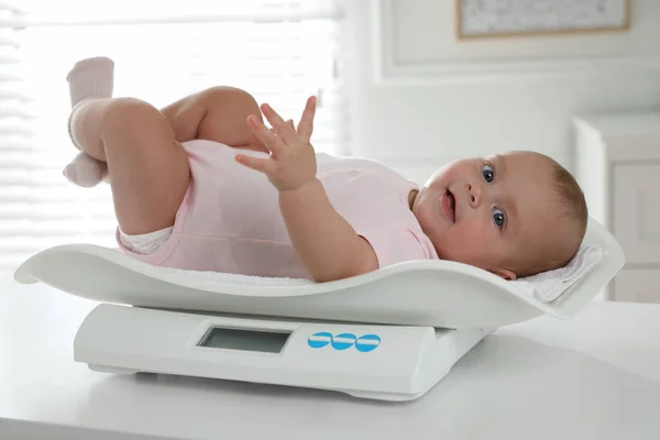 Digital Baby Scales On White Background Stock Photo 672390712