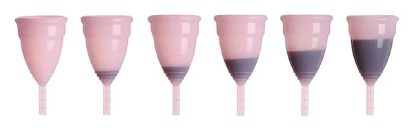 Рожеві Менструальні Чашки Білому Тлі Колаж Дизайн Прапора — стокове фото