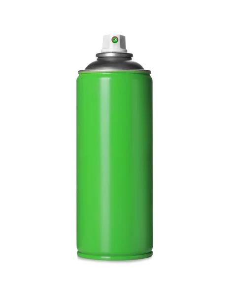 Lata Tinta Spray Verde Isolado Branco Fornecimento Grafite — Fotografia de Stock