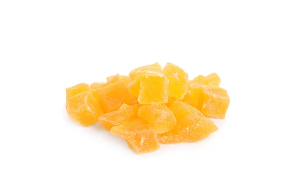Deliziosi Pezzi Frutta Candita Arancione Sfondo Bianco — Foto Stock