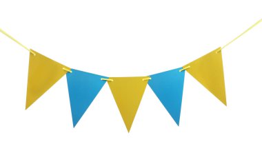 Beyaz arka planda üçgen bayrak var. Şenlik Dekoru