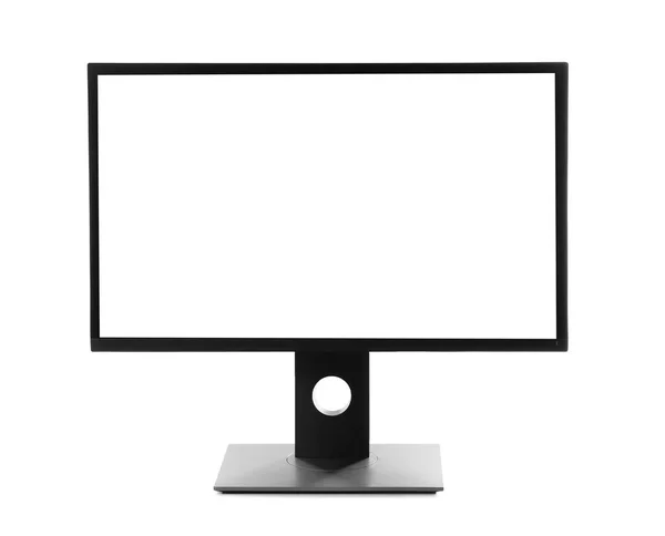 Moderner Computermonitor Mit Leerem Bildschirm Isoliert Auf Weiß — Stockfoto
