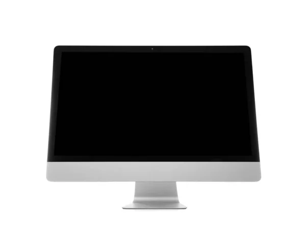 Moderner Computer Mit Leerem Bildschirm Isoliert Auf Weiß — Stockfoto