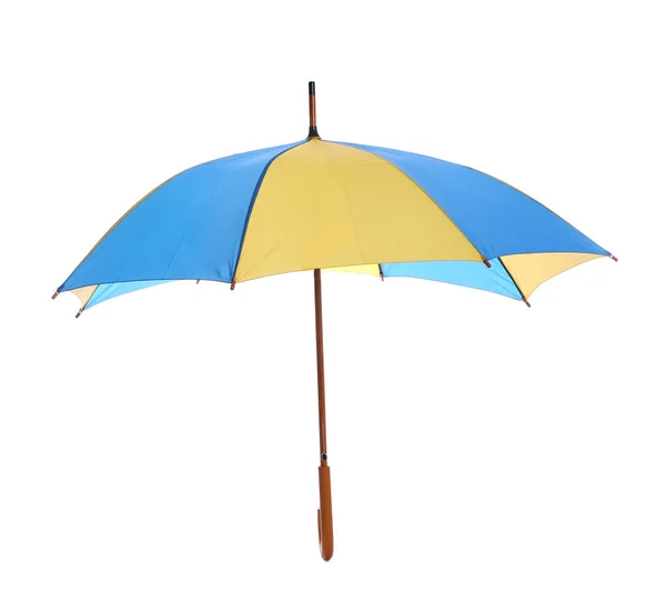 One Open Colorful Umbrella Isolated White — Stock Photo, Image