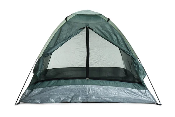 Tente Camping Confortable Vert Foncé Sur Fond Blanc — Photo