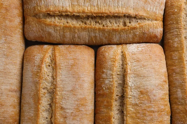 Ciabattas Crocantes Como Fundo Vista Superior Pão Fresco — Fotografia de Stock