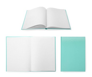 Kapalı ve açık planlayıcılar beyaz arkaplan, kolaj