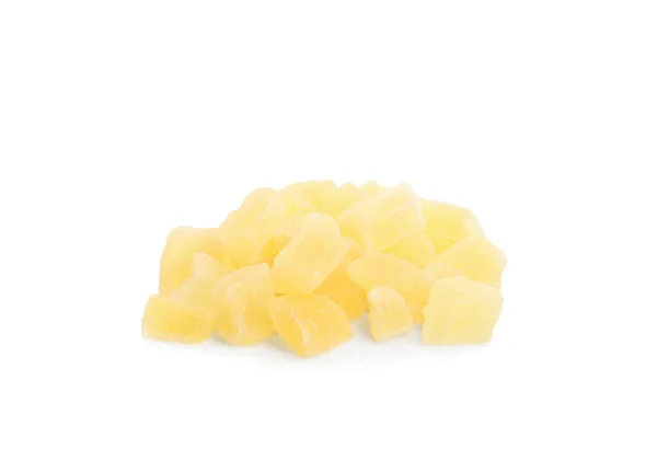 おいしい黄色の砂糖漬けの果物の部分白い背景に — ストック写真