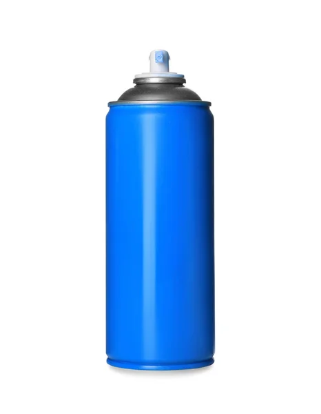 Lata Tinta Spray Azul Claro Isolado Branco Fornecimento Grafite — Fotografia de Stock