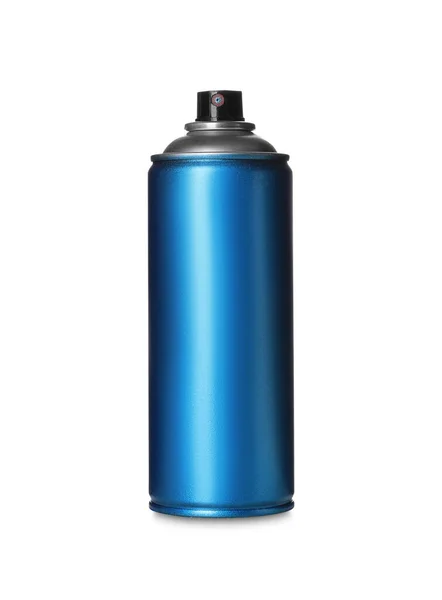 Plechovka Světle Modré Barvy Spreje Izolovaná Bílo Zásoba Graffiti — Stock fotografie