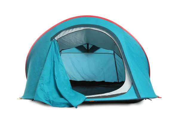 Tente Camping Bleu Clair Sur Fond Blanc — Photo