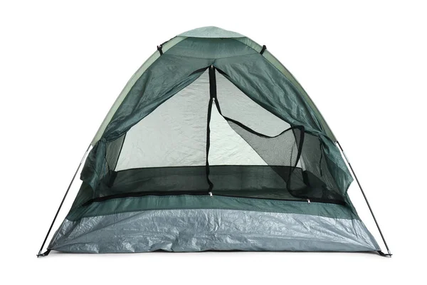 Tente Camping Confortable Vert Foncé Sur Fond Blanc — Photo