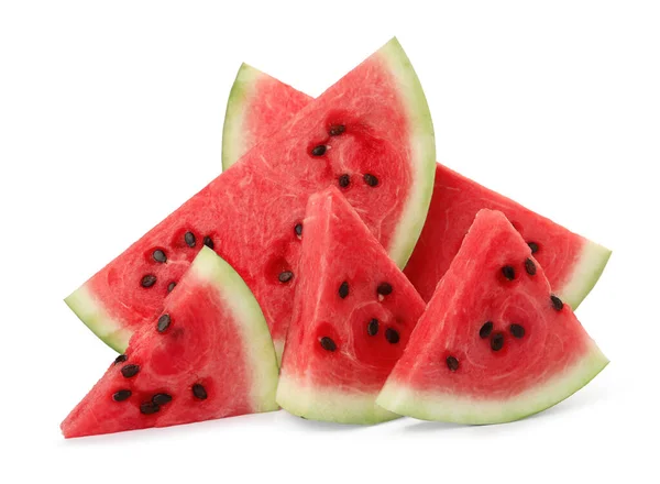 Slices Delicious Ripe Watermelon White Background — Stock Photo, Image