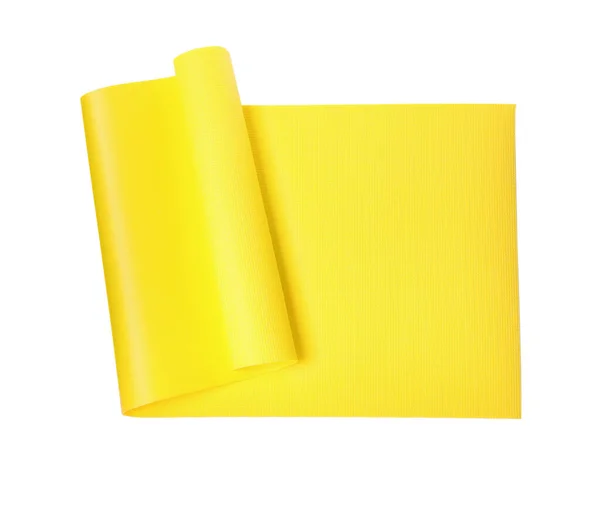 Žlutá Kempovací Rohožka Izolovaná Bílém Horní Pohled — Stock fotografie