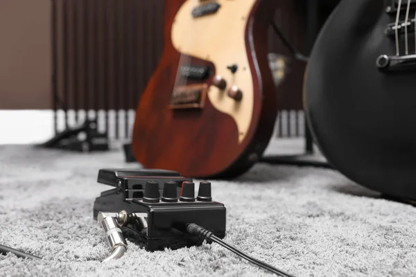 Pedal Guitarra Eléctrica Estudio Grabación Práctica Banda Música —  Fotos de Stock