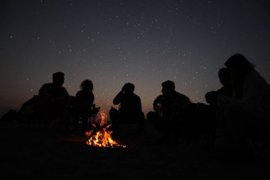 Bir grup arkadaş akşam şenlik ateşi etrafında toplanıyor. Kamp sezonu