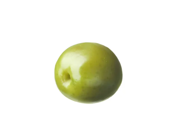 Смачна Свіжа Зелена Оливка Ізольована Білому — стокове фото
