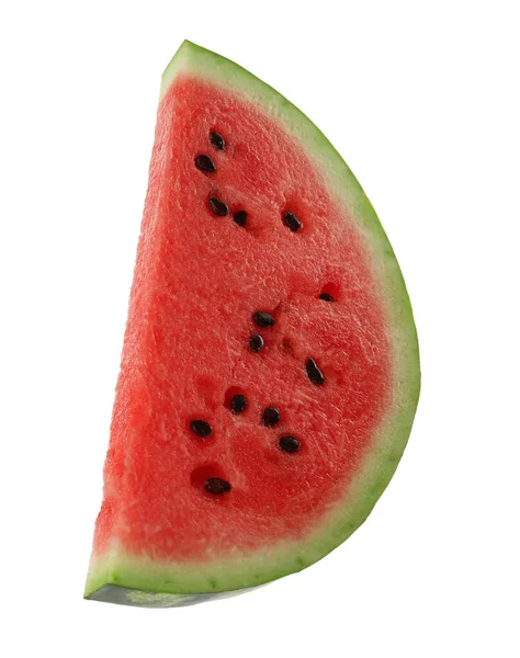 Slice Delicious Ripe Watermelon Isolated White — Stock Photo, Image