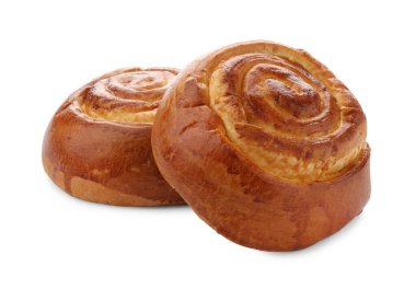 Lezzetli çörekler beyaza izole edilmiş. Ev yapımı pasta.