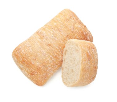 Lezzetli taze ciabatalar beyaz, üst manzara