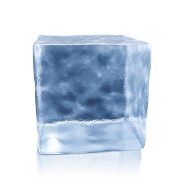 Beyaz üzerinde izole edilmiş bir buz küpü.
